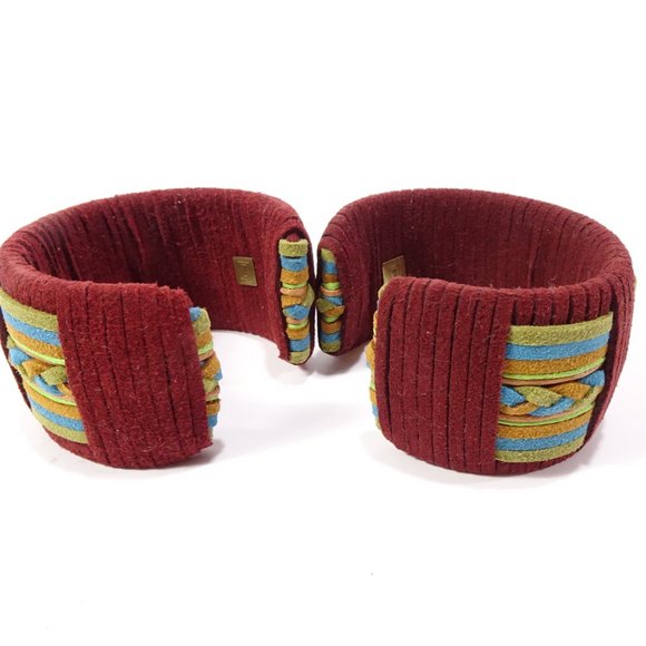 DANNIJO Tasha Suede Braided Wide Cuff Bracelet NWOT $325 Burg Blue Green - Picture 5 of 10